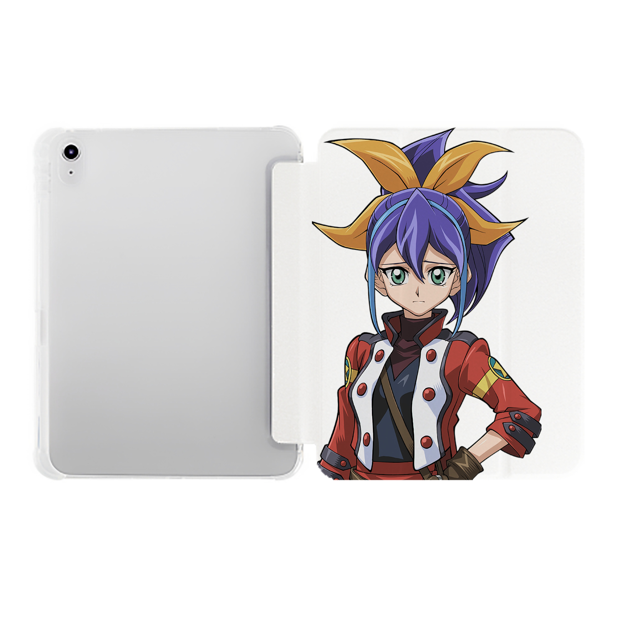 （画像用） 遊☆戯☆王 Yu-Gi-Oh! IPad ケース ペン収納付き 三つ折りスタンド PUレザー×シリコン 対応機種9.5/10.5/10.9インチ